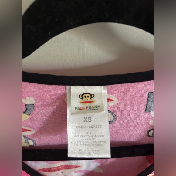 Paul Frank Julius Monkey Pink Cartoon Print Scrub Top Size XS - Picture 4 of 10